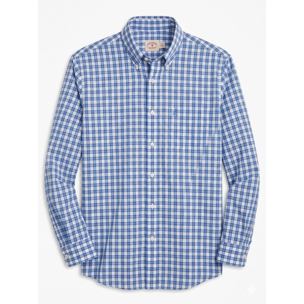 Brooks Brothers Red Fleece XL Blue White Gingham Button Down Shirt 100021239